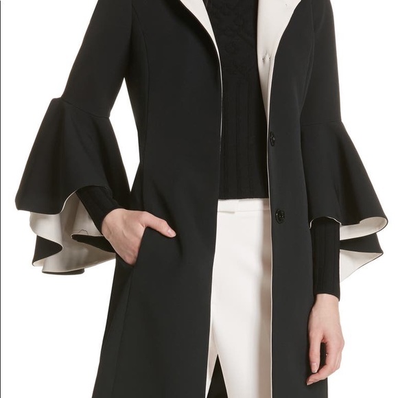 Jackets & Coats | Milly Selena Ruffle Sleeve Coat Blackcandy Pink ...